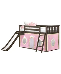 Max and LilyLow Bunk With Easy Slide Gold Princess Curtain, Clay