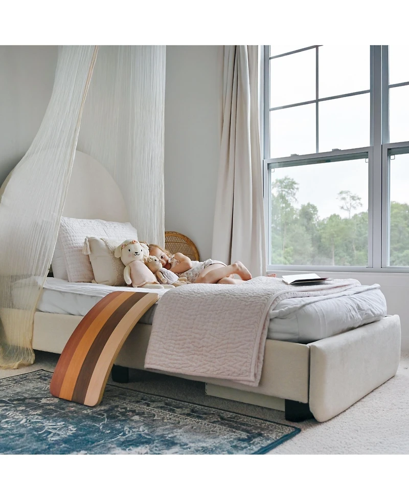 Max and Lily Upholstered Bed with Arch Headboard (Twin