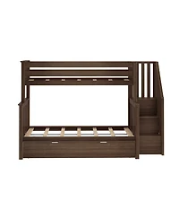 Max and Lily Twin over Full Staircase Bunk Bed with Trundle, Clay