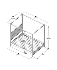 Max and Lilly Haven Canopy Bed with Square Post Wood Headboard (Full), Blonde