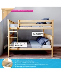 Max and Lily Full over Bunk Bed for Kids, Solid Wood Platform Bed, No Box Spring Needed