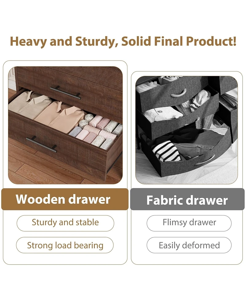 gaomon 5 Dresser for Bedroom, 50.5 Tall Drawer with Large Storage Space, Freestanding Wooden Closet Chest