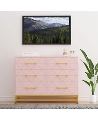 gaomon 6 Drawer Wood Dresser for Bedroom, Modern Storage Chest with Gold Handles and Metal Base