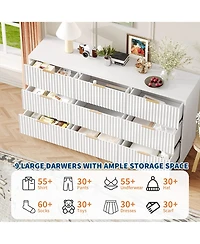 gaomon 9 Drawer Fluted Dresser, Large Wood Storage Chest Organizer for Bedroom Living Room Home Office