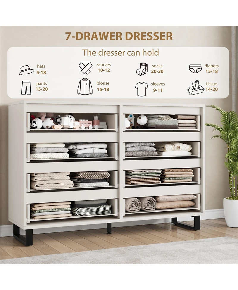 gaomon 8 Drawer Dresser for Bedroom, 55" Wide Freestanding Storage Chest Living Room or Hallway