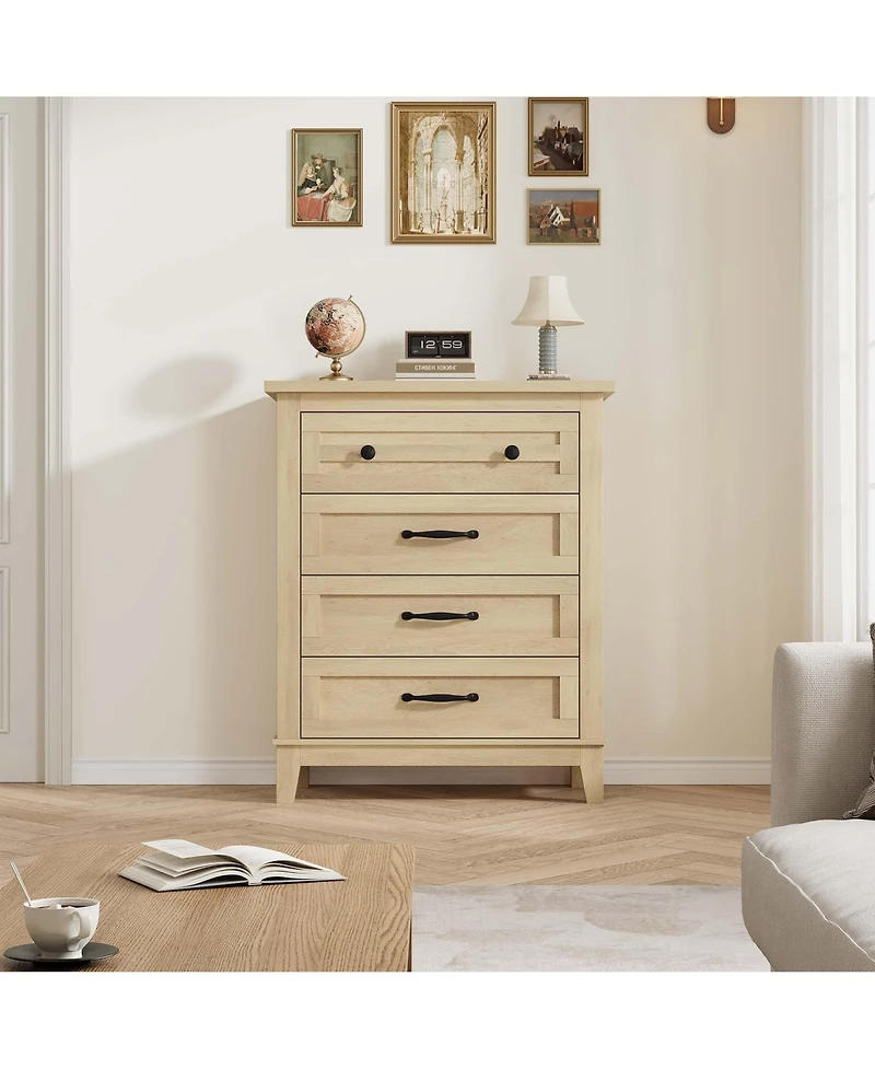 gaomon 4 Drawer Dresser for Bedroom, 34.8" Tall Freestanding Wooden Chest