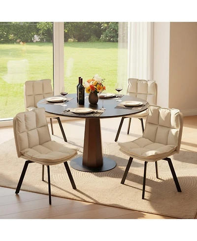 Sailvan Swivel Dining Chairs, Upholstered Leather Room Kitchen Chairs with Double-Layer Foam