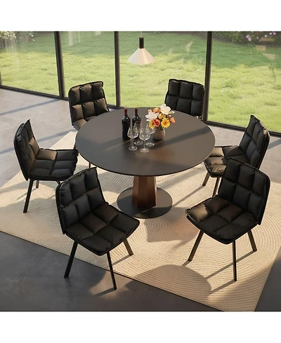 Sailvan Swivel Dining Chairs, Upholstered Leather Room Kitchen Chairs with Double-Layer Foam