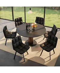 Sailvan Swivel Dining Chairs, Upholstered Leather Room Kitchen Chairs with Double-Layer Foam
