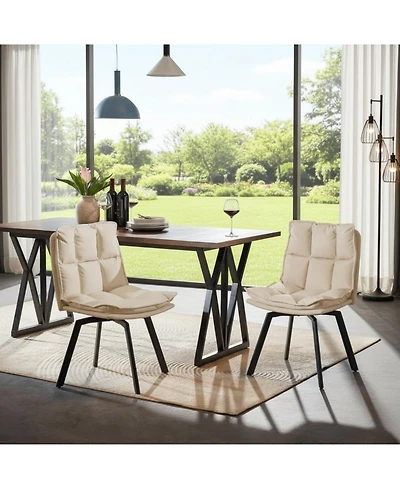 Sailvan Swivel Dining Chairs, Upholstered Leather Room Kitchen Chairs with Double-Layer Foam