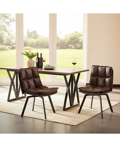 Sailvan Swivel Dining Chairs, Upholstered Leather Room Kitchen Chairs with Double-Layer Foam