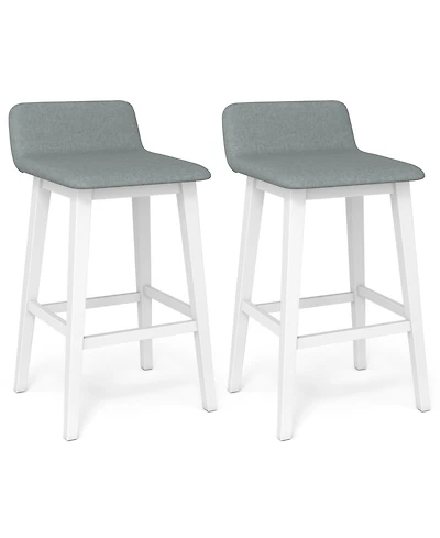 Slickblue Set of 2 High Top Counter Chairs with Low Back Support, Padded Seat and Rubber Wood Frame