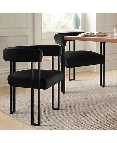 Maison Boucle Velvet Dining Chairs Set of 2, Modern Armchairs, Metal Legs