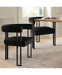 Maison Boucle Velvet Dining Chairs Set of 2, Modern Armchairs, Metal Legs