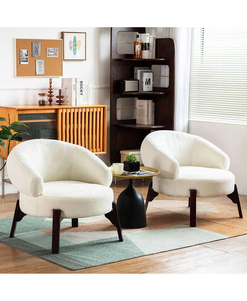 Dyhome 25.98'' Upholstered Fabric Accent Chairs Armchair (Set of 2)