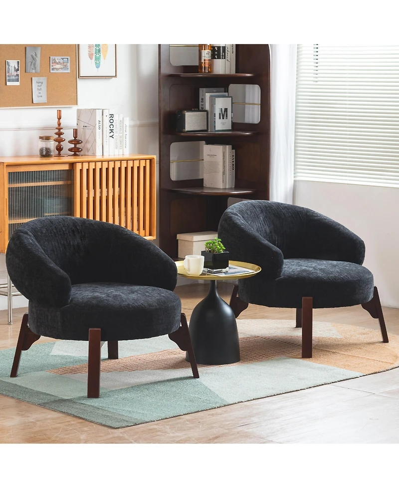 Dyhome 25.98'' Upholstered Fabric Accent Chairs Armchair (Set of 2)