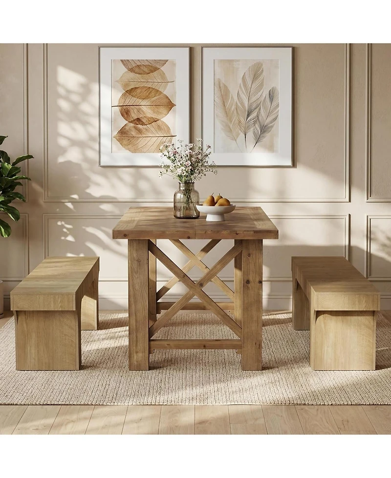 Tribesigns 63" Wood Bench, Long Dining Bench with Sturdy Mdf Frame, Farmhouse Entryway Bench