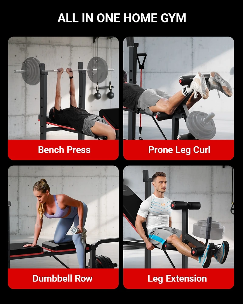 Harison 6-in-1 Weight Bench Set, 660 pound Capacity with Leg Extension and Preacher Pad (Hrm-G30813