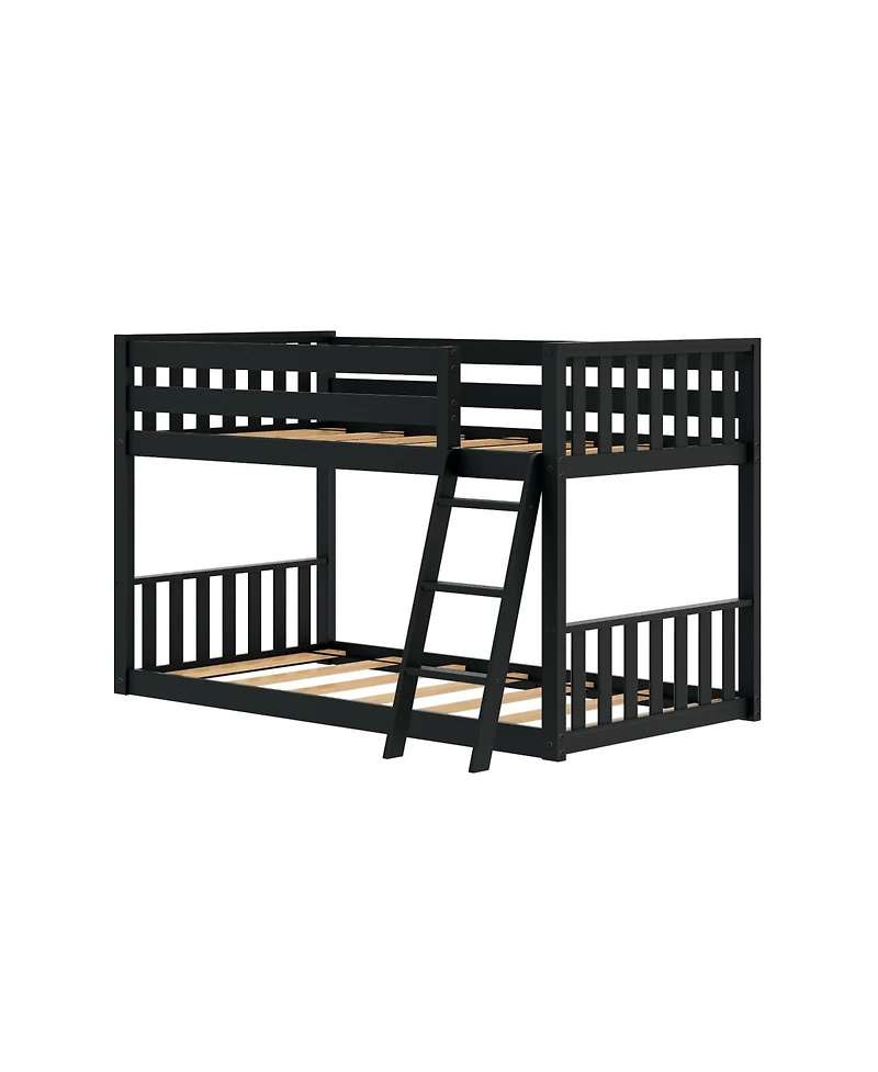 Max and Lily Solid Wood Scandinavian Twin over Bunk Bed for Kids with Ladder