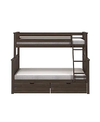 Max and Lily Bunk Bed, Twin Xl-Over-Queen Bed Frame for Kids with Storage Drawers, Clay