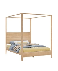 Max and Lily Haven Canopy Bed with Square Post Wood Headboard (Queen)