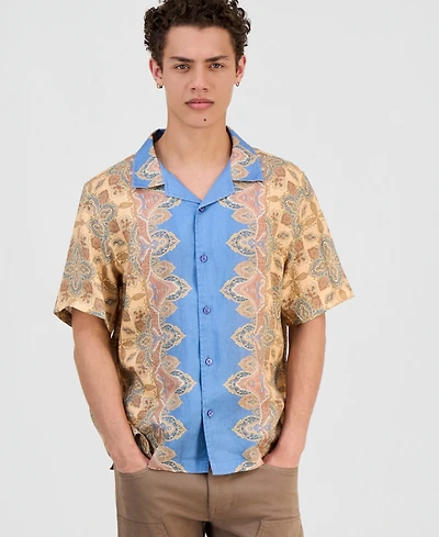 Guess Men's Napa Linen Casa Blanca Short-Sleeve Shirt