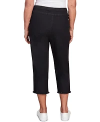 Alfred Dunner Women's Classic Super Stretch Denim Fringe Capri Pants