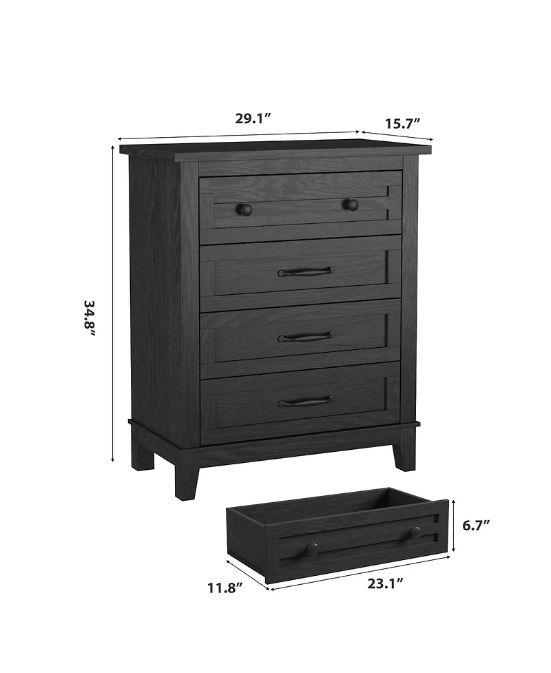 gaomon 4 Dresser for Bedroom, 34.8" Tall Wooden Freestanding Chest of Drawers