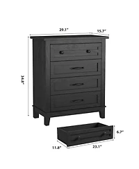 gaomon 4 Dresser for Bedroom, 34.8" Tall Wooden Freestanding Chest of Drawers