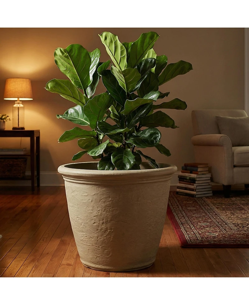 Indoor/Outdoor Patio, Garden, or Porch Weather-Resistant Double-Walled Anjelica Flower Pot Planter - 20" Sable Finish