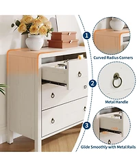 gaomon 3 Drawer Dresser for Bedroom, 30" Tall Storage Chest, Nightstand with Large Clothes Organizer