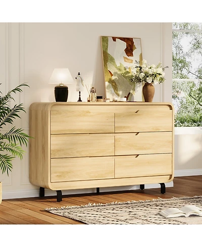 gaomon 47" Wide 6 Drawer Wood Dresser with Handleless and Detachable Legs, Modern Storage Chest