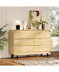 gaomon 47" Wide 6 Drawer Wood Dresser with Handleless and Detachable Legs, Modern Storage Chest