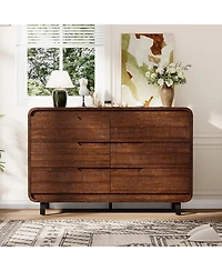 gaomon 47" Wide 6 Drawer Wood Dresser with Handleless and Detachable Legs, Modern Storage Chest