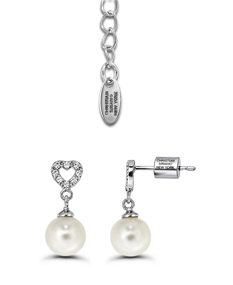 Christian Siriano New York 2-Pc. Silver-Plated Open Heart Post Drop Earrings and Heart Slide Necklace Set