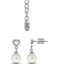 Christian Siriano New York 2-Pc. Silver-Plated Open Heart Post Drop Earrings and Heart Slide Necklace Set