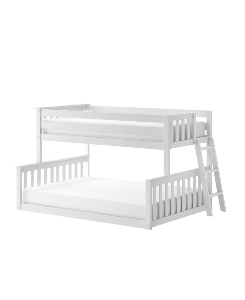 Max and Lily Twin over Full Low Bunk Bed with Ladder on End For Kids