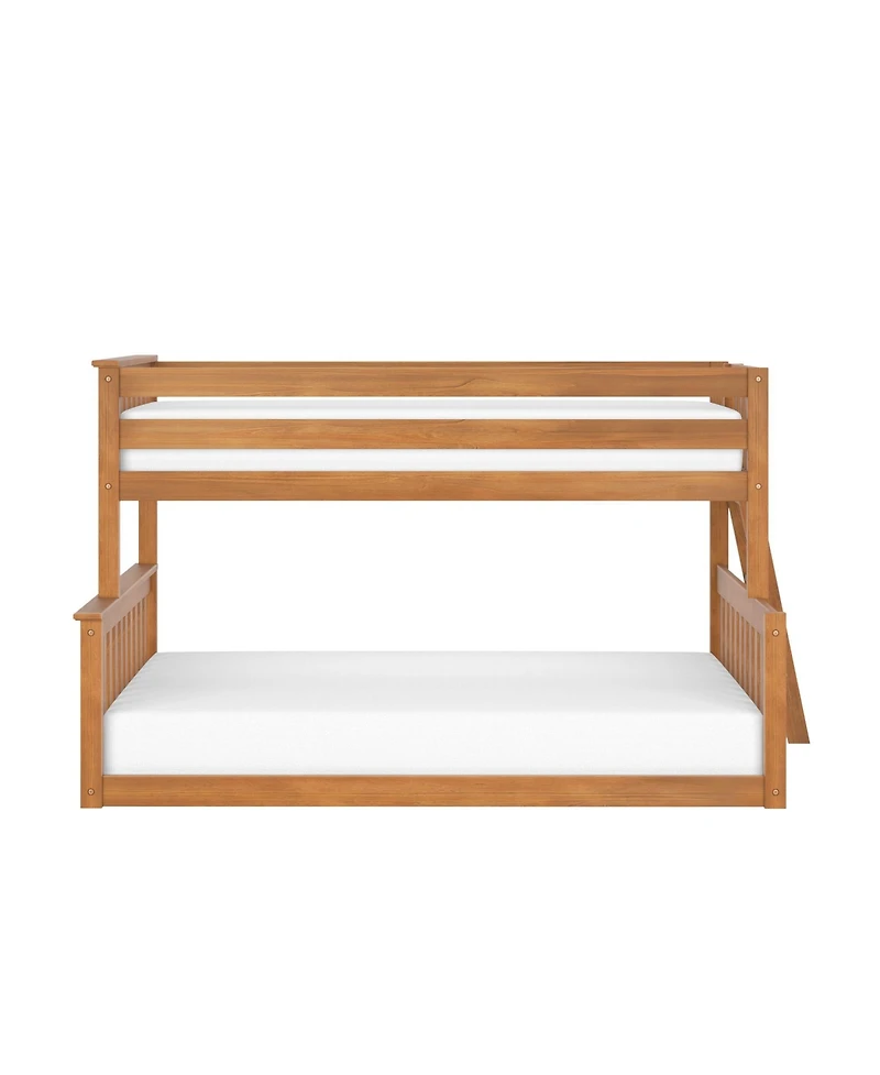 Max and Lily Twin over Full Low Bunk Bed with Ladder on End For Kids