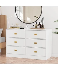 gaomon 6 Drawer Baby Changing Table Dresser with Power Outlets, Pad and Removable Top