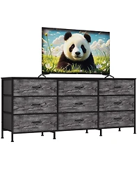 gaomon Tv Stand Dresser with 9 Fabric Drawers for TVs , Entertainment Center with Storage Organizer