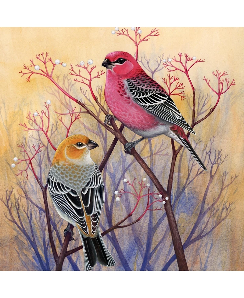 New York Puzzle Company Pine Grosbeaks 500 Piece Puzzle