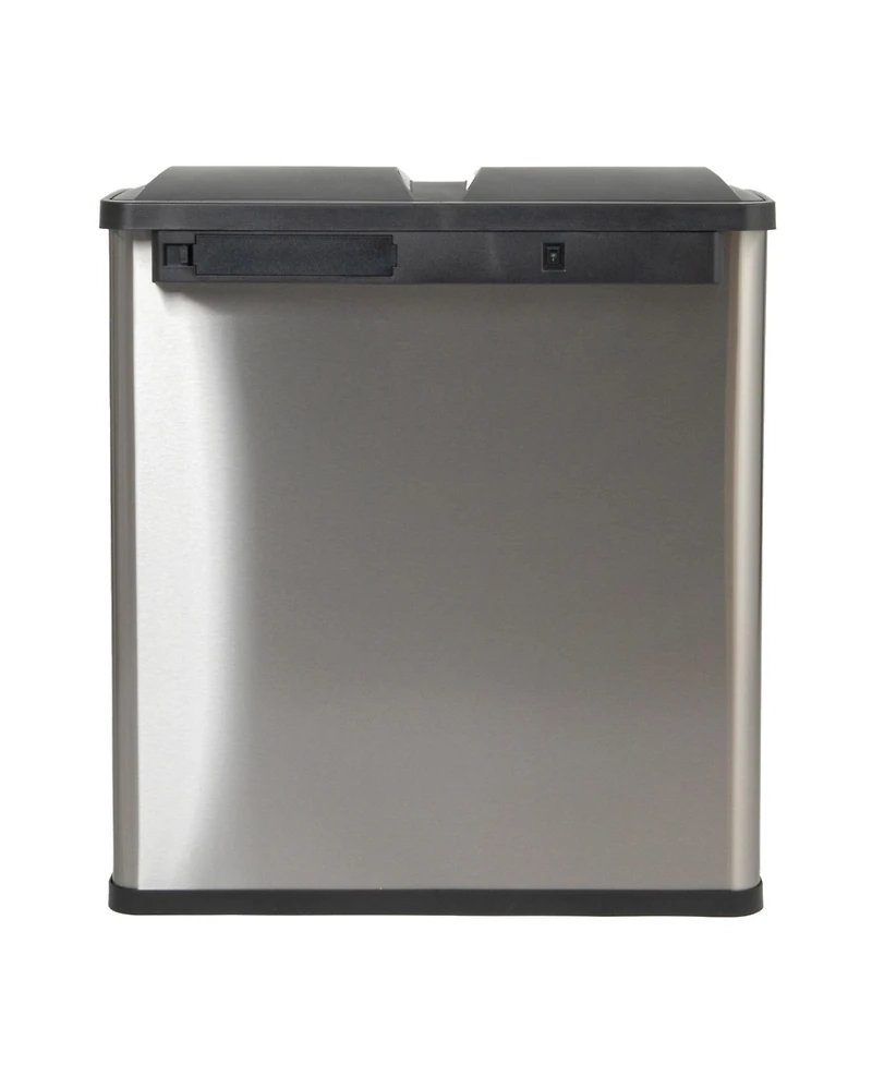 Household Essentials Dual Compartment Trash Can, Touchless with 30 Liter/8 Gallon Bins, Stainless Steel