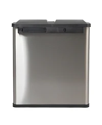 Household Essentials Dual Compartment Trash Can, Touchless with 30 Liter/8 Gallon Bins, Stainless Steel