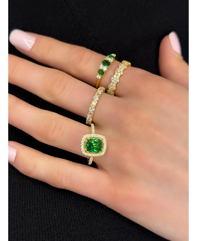 Suzy Levian Sterling Silver Cubic Zirconia Floral Eternity Band Ring