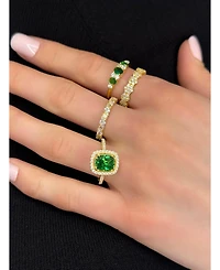 Suzy Levian Sterling Silver Cubic Zirconia Floral Eternity Band Ring