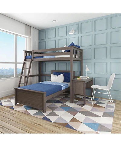 Max & Lily L-Shaped Twin over Bunk Bed with Desk