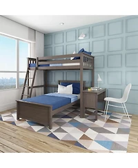 Max & Lily L-Shaped Twin over Bunk Bed with Desk
