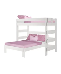 Max & Lily Solid Wood Bunk Bed, L-Shaped Twin over Full Bed Frame for Kids Modern Farmhouse