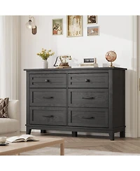 gaomon 6 Drawer Dresser for Bedroom, 47" Wide Wooden Storage Chest, Freestanding Closet Organizer