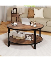 Homfan 2-Tier Round Coffee Table